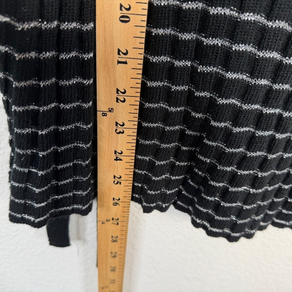 Wet Seal Women's Top Black Silver Stripes Sz M Y2K 90's Babydoll Belted - Picture 13 of 13